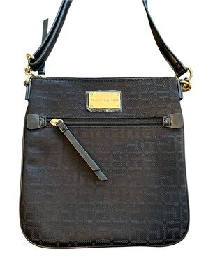 NWOT Tommy Hilfiger Black Canvas Crossbody Messenger Bag